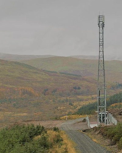 Telecoms mast at Ettrick Valley, Scotland