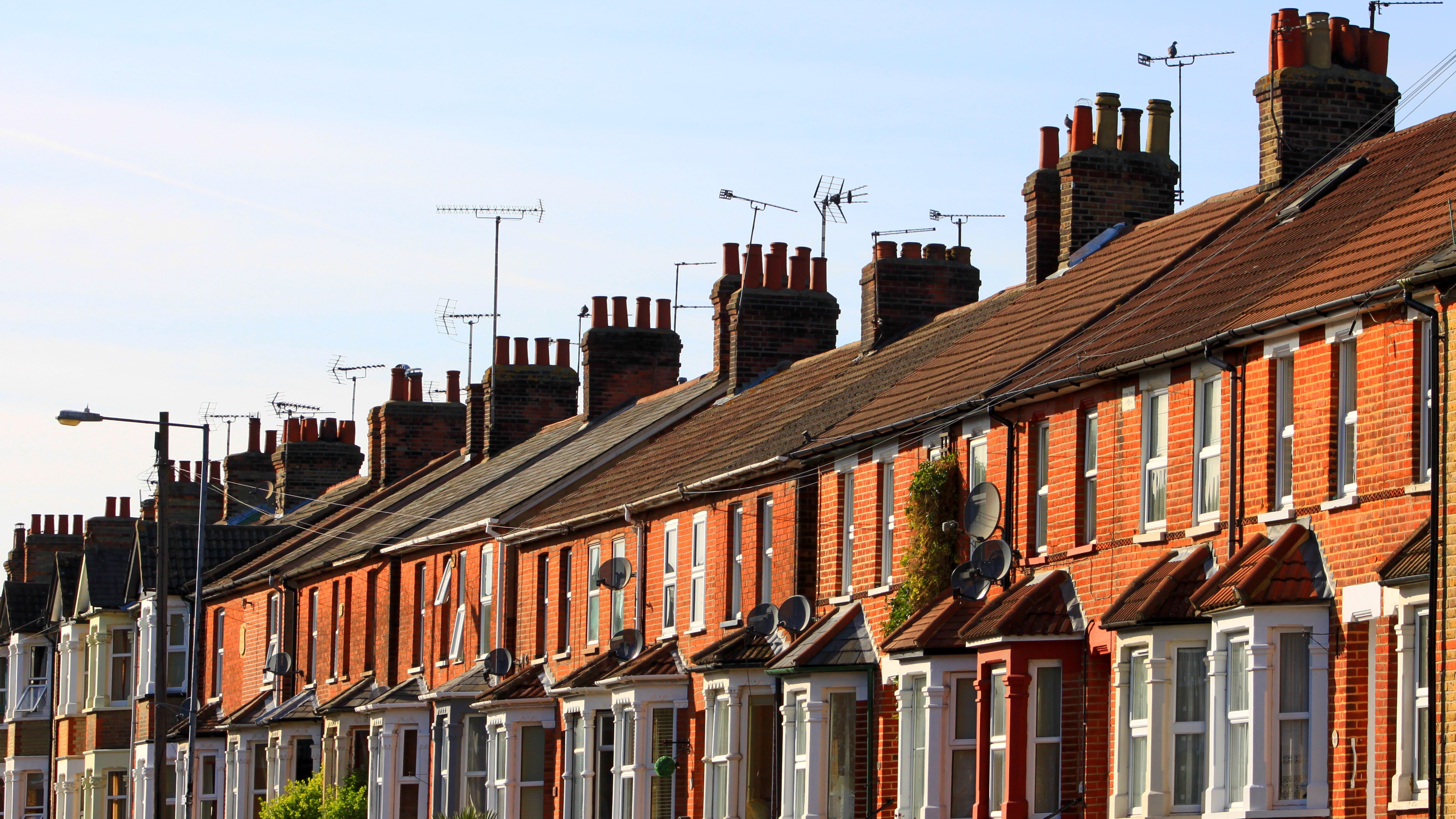 Row of UK terraced houses