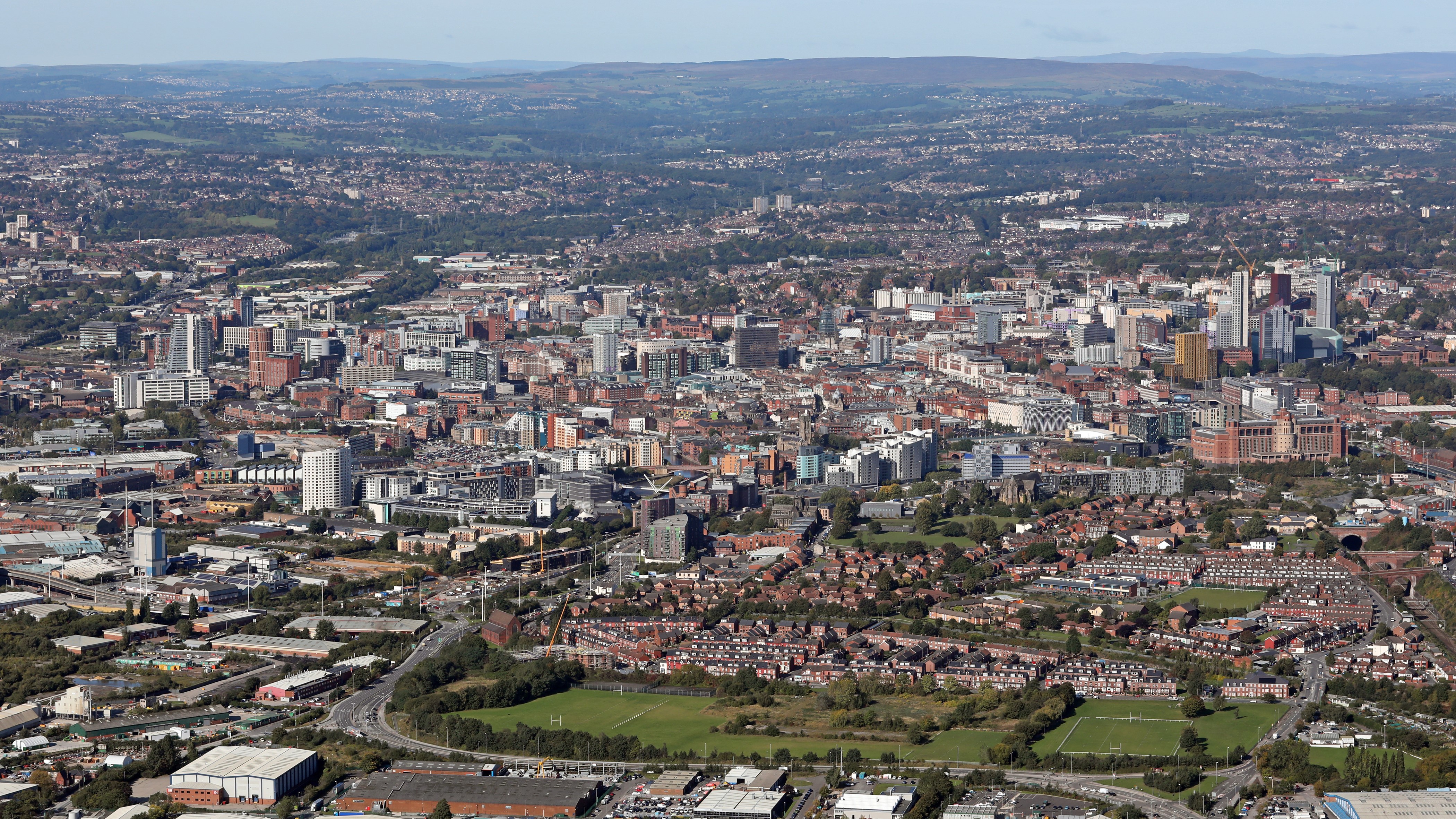 Aerial view of Leeds city centre