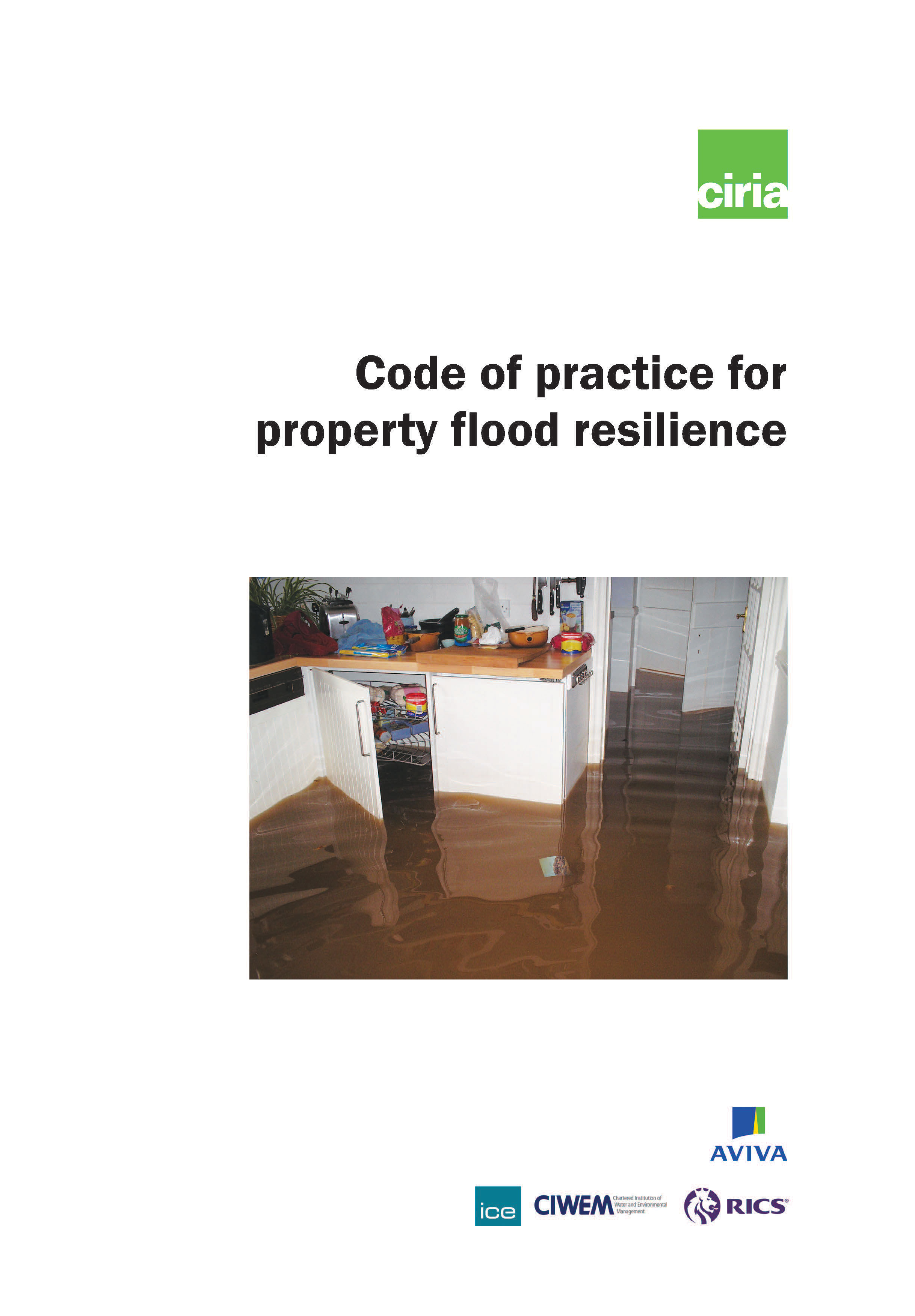 Front cover of Code of practice for Property Flood Resilience published by CIRIA and RICS