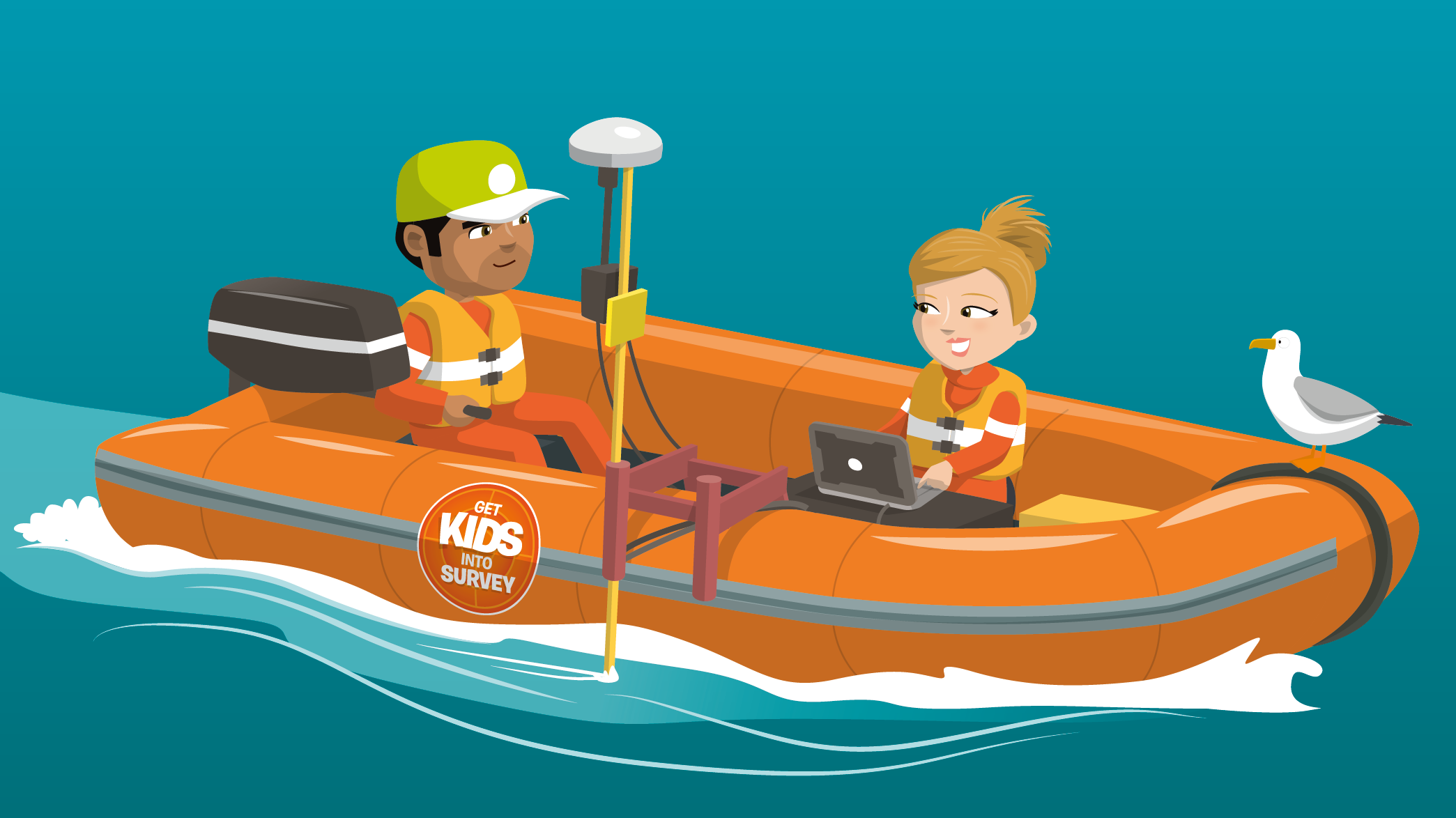 Get kids into survey poster hydro surveyor characters