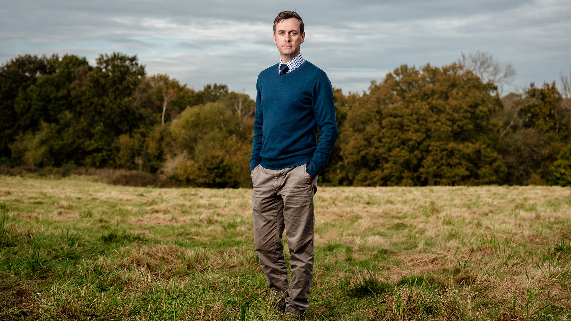Anthony Weston in an agricultural field