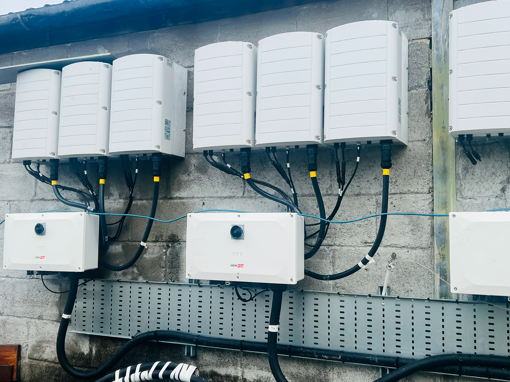 306kW temporary ground mounted Solar PV with external wall mounted inverters Vicars Game, Berkshire