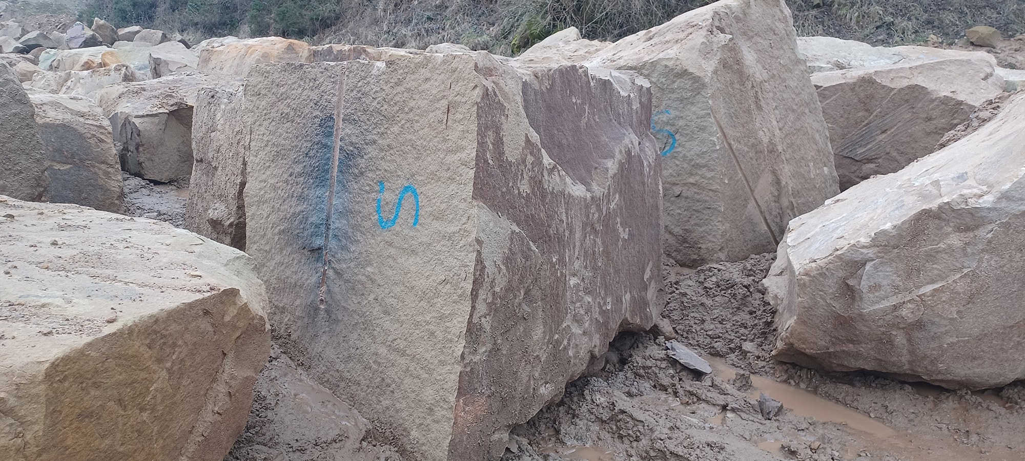 Raw block of Stanton Moor sandstone
