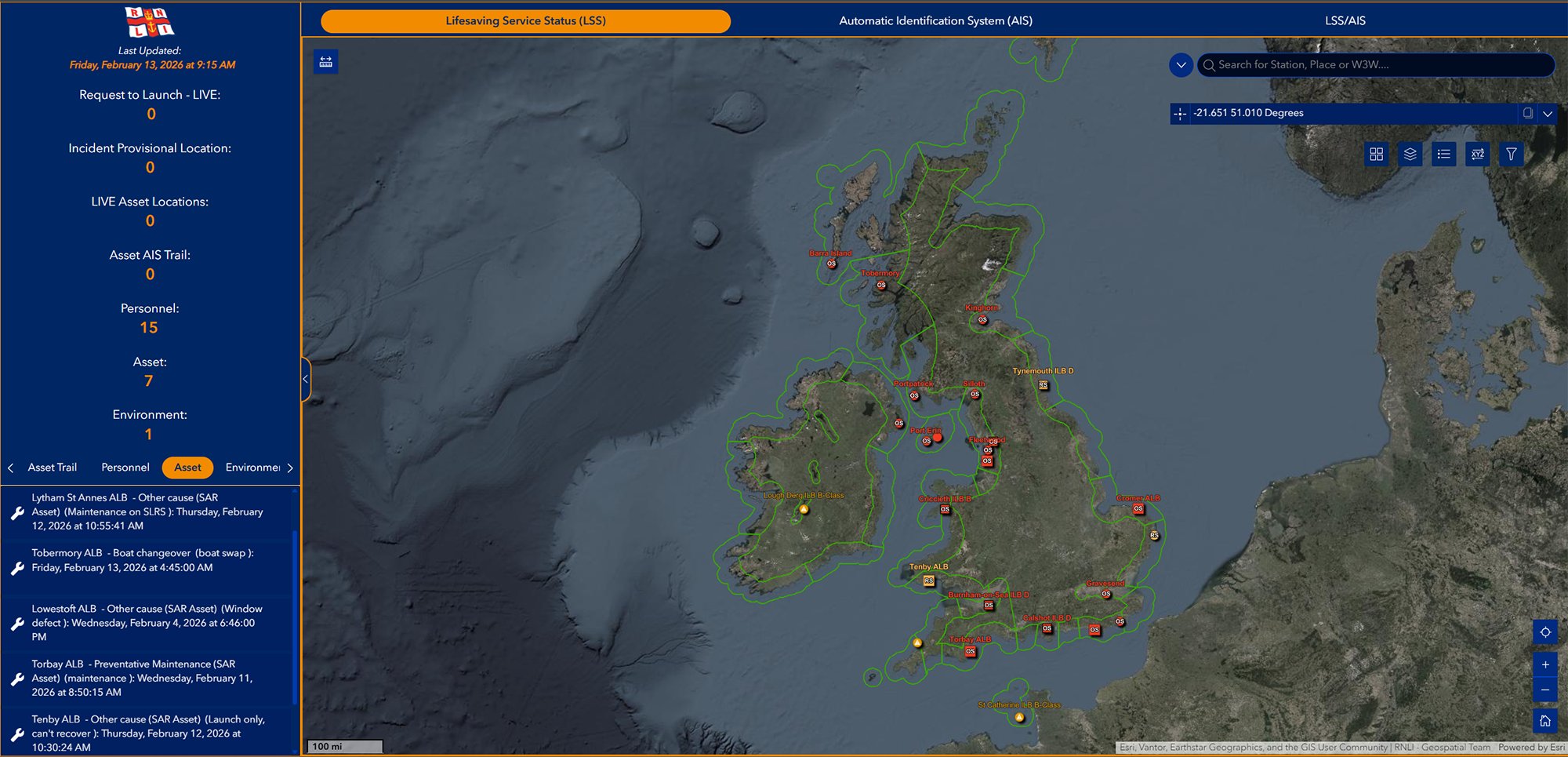 screenshot of RNLI LSS app
