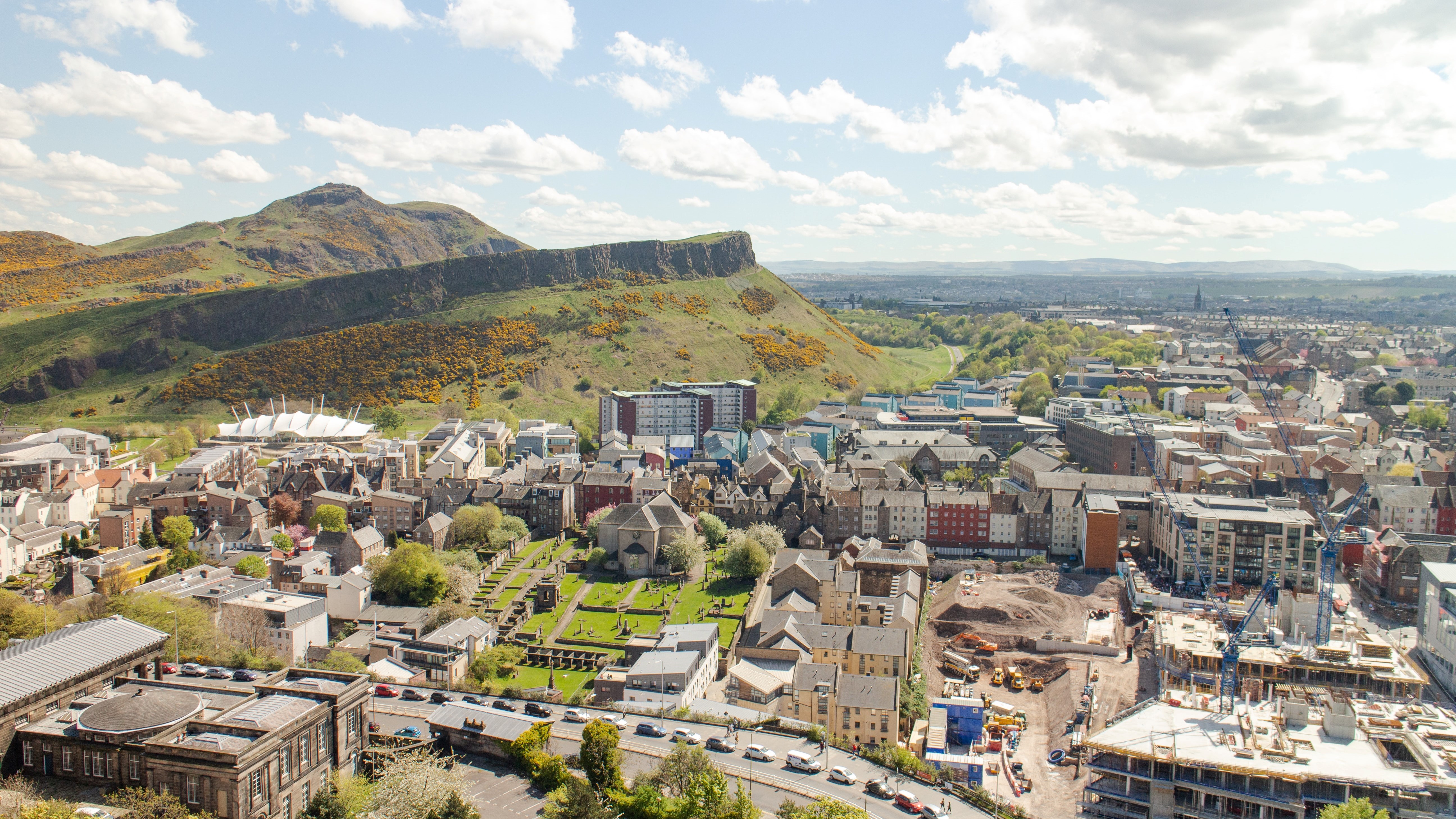 View of Arthur's Seat and Edinburgh city from above