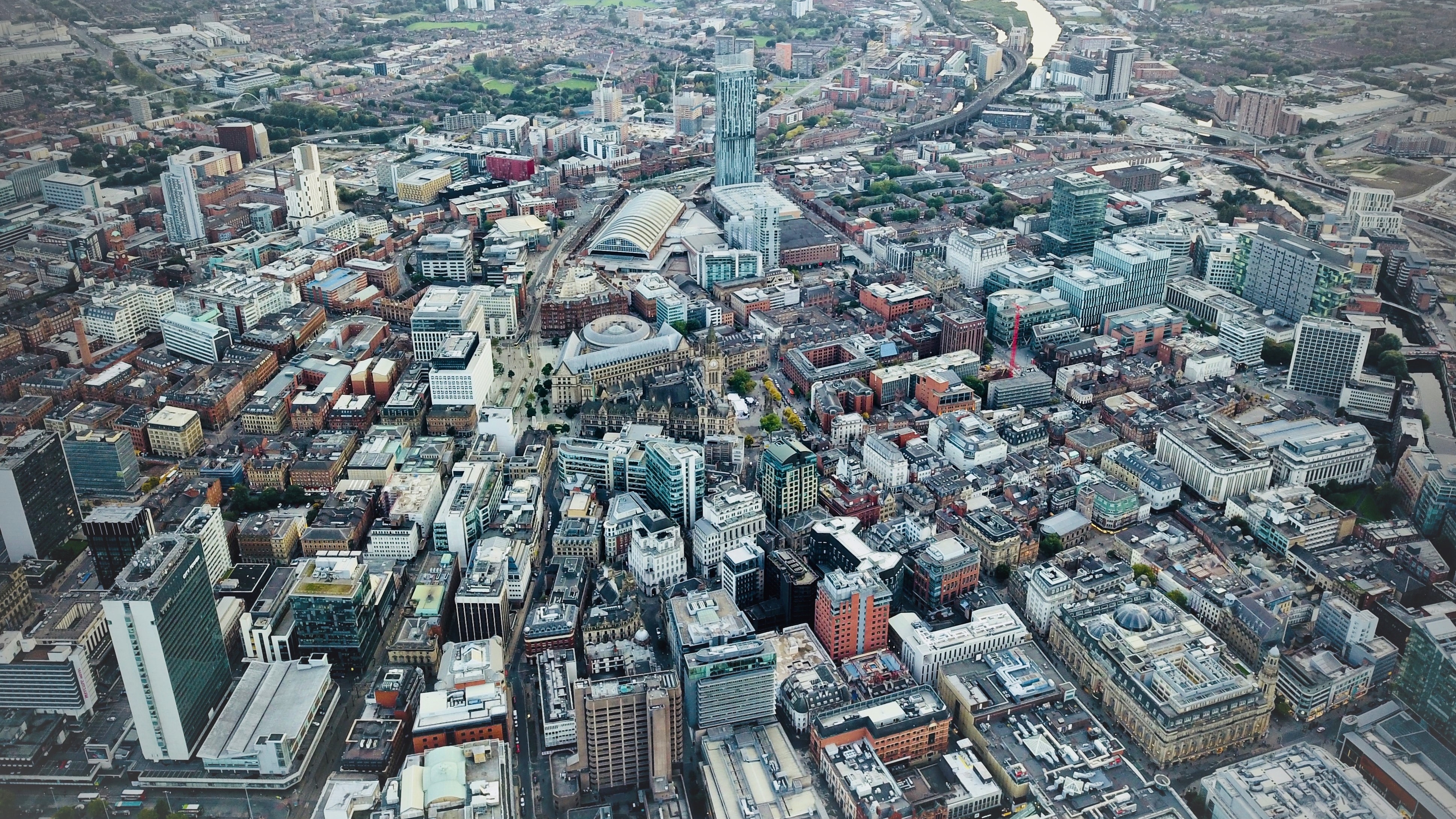 Aerial view of Manchester UK
