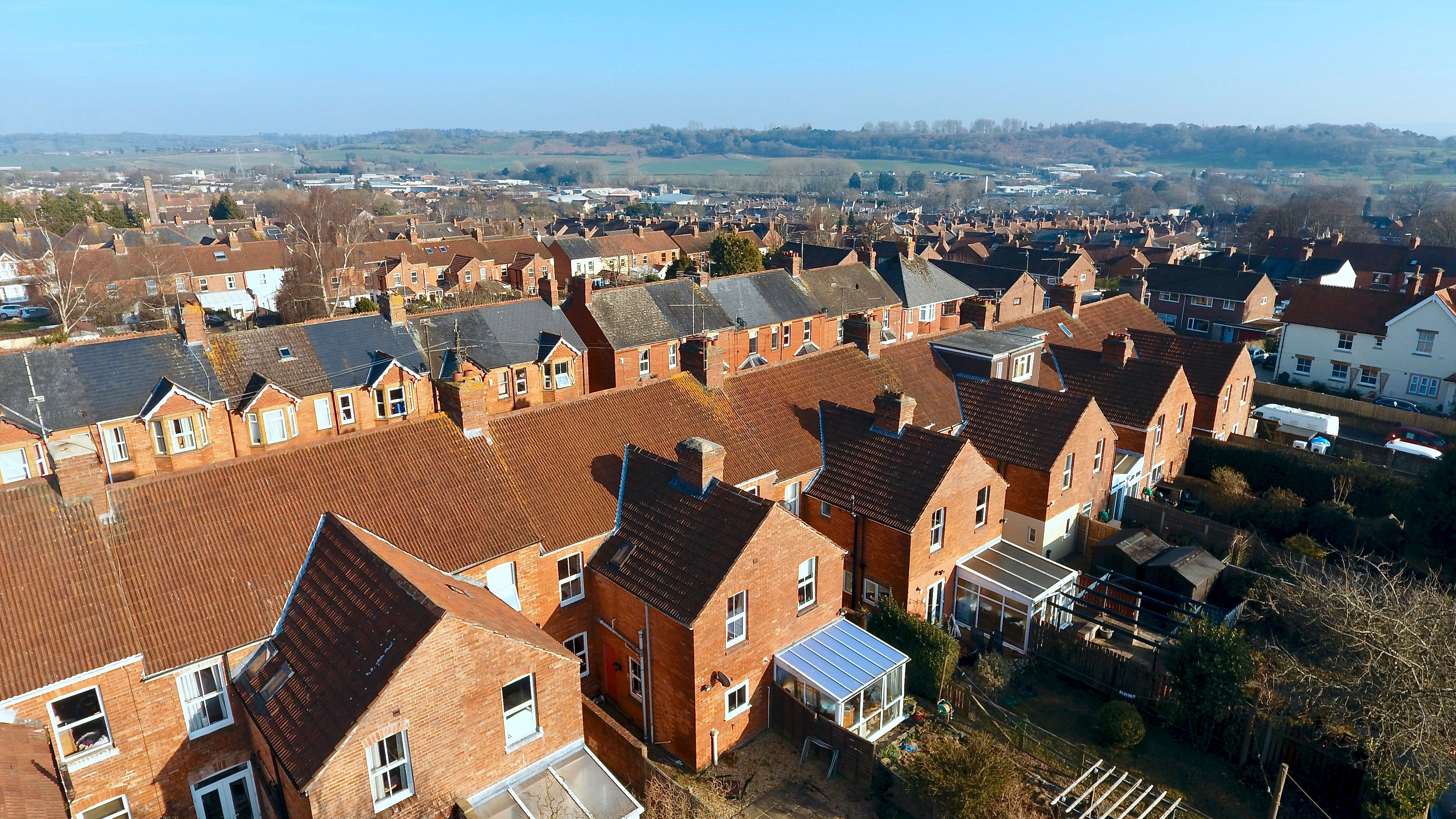 Aerial view of British housing development, in Yeovil, Somerset- England UK; Shutterstock ID 1038269764; purchase_order: N/A; job: PJ July 2023 Antony Parkinson; client: ; other: 