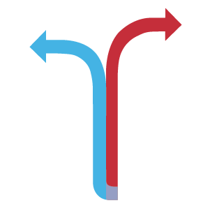 Decorative red and blue arrows