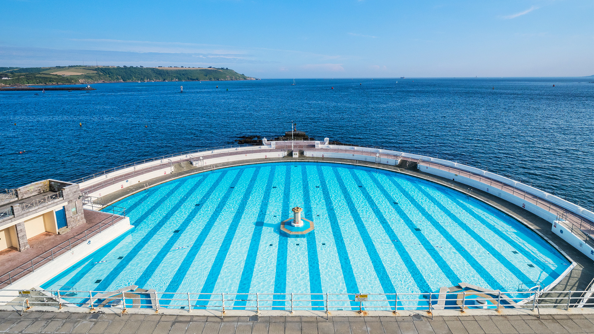 Tinside lido Looking out over outdoor pool and the sea beyond
