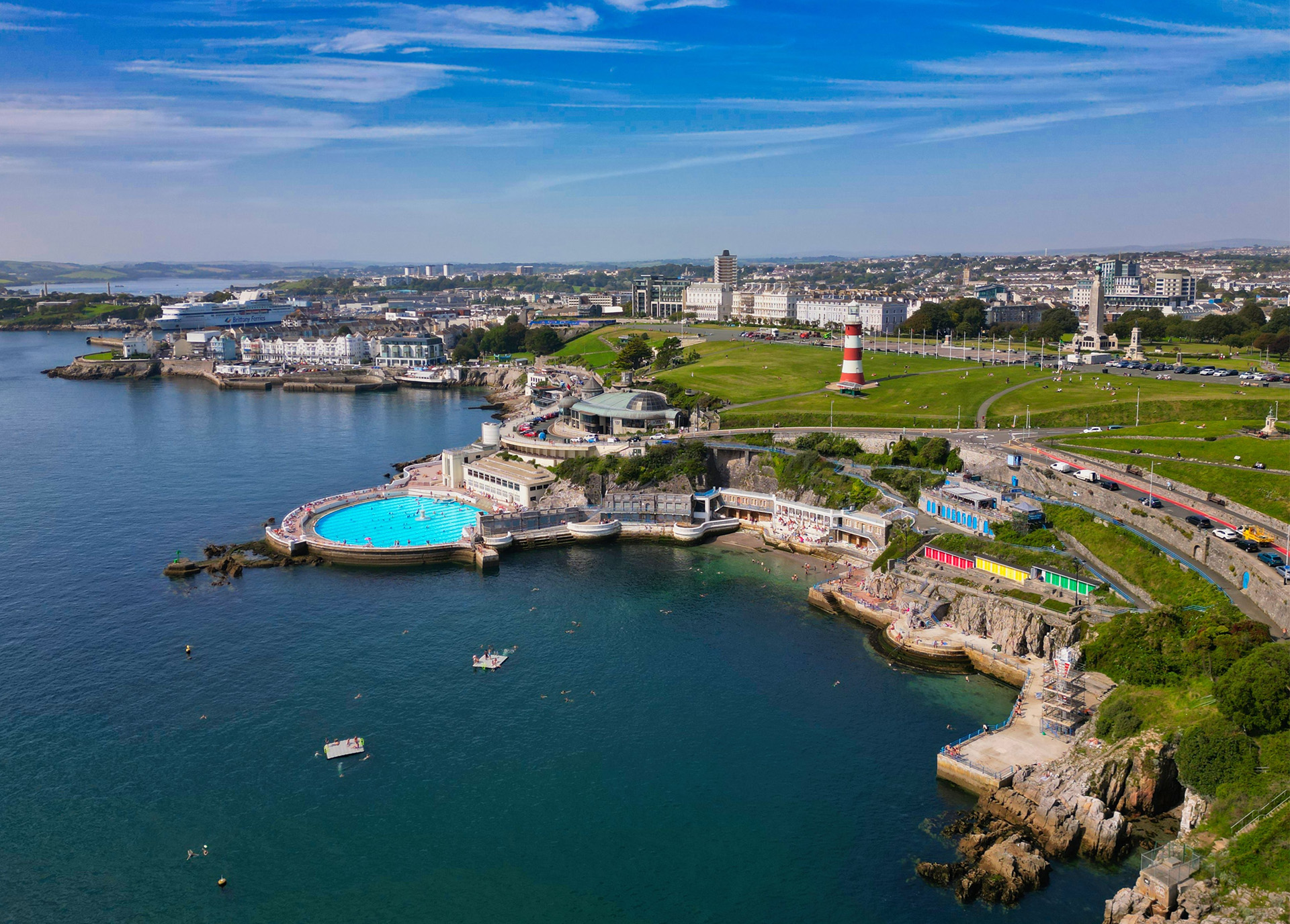 Tinside lido Outdoor swimming pool on the sea along coast line