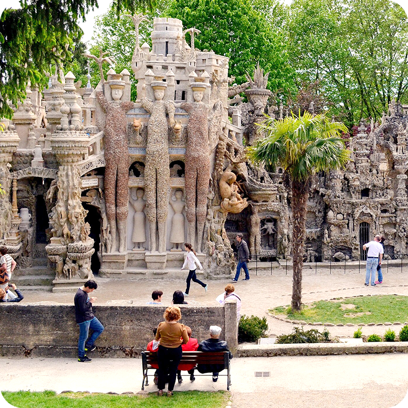 Ornate stone facade of palace