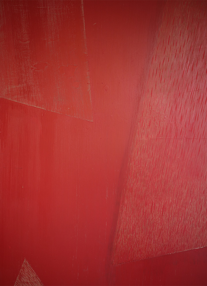 Photo of red wash on wall of the Royal Court Theatre