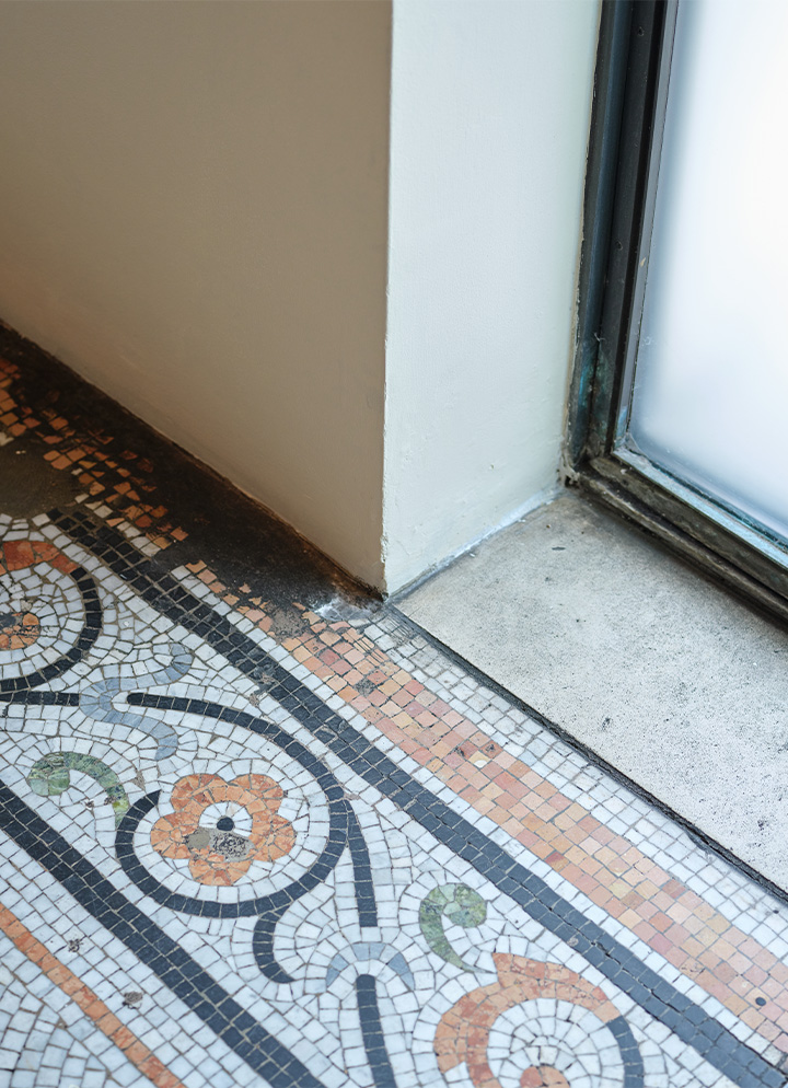 Photography of tile detailing in the Royal Court Theatre 