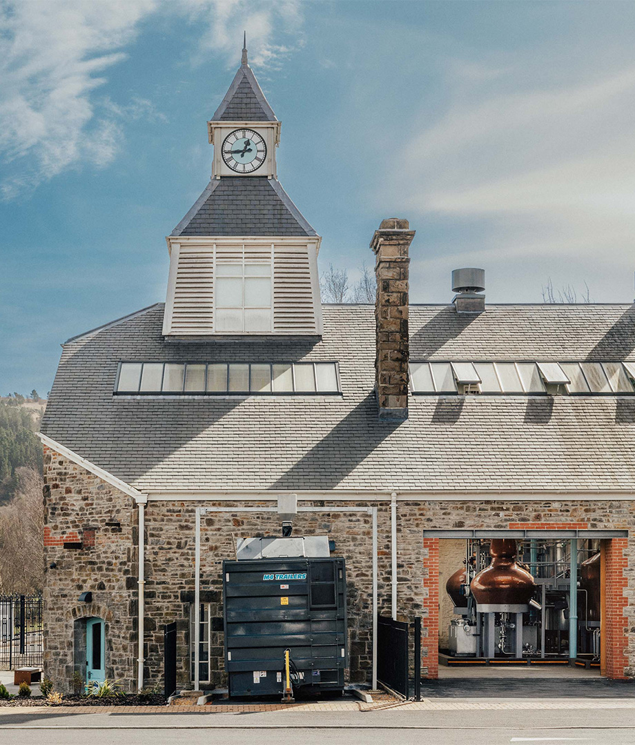 Photo of the side angle of Penderyn Distilley