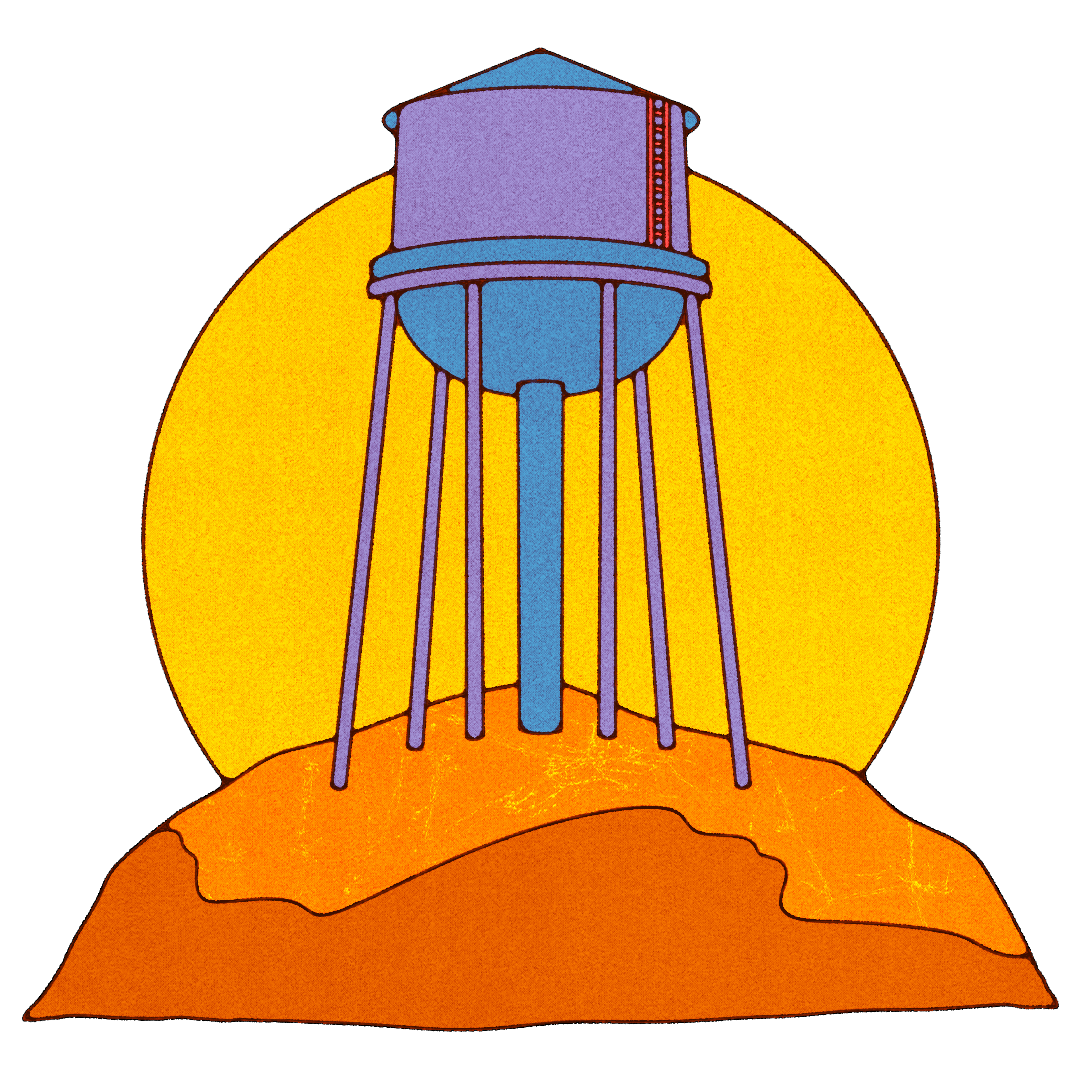 Water tank atop a raised point