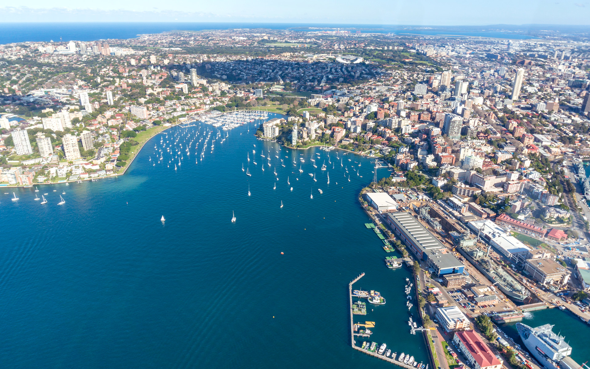 Aerial photo of Bay area of Sydney
