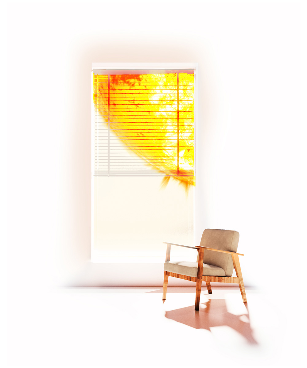 Sun through a window with a chair in front