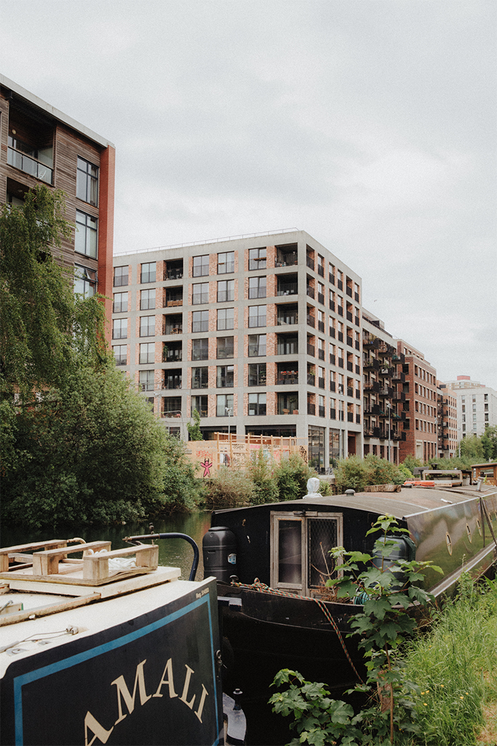 Hackney Wick residential developments New build residential buildings alongside canal