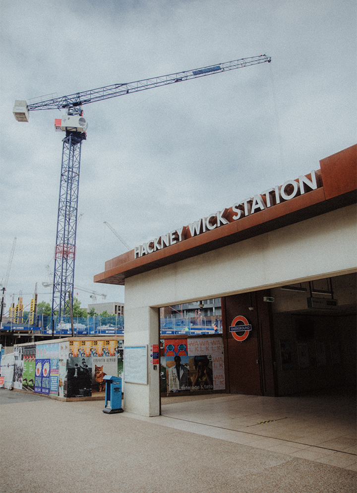 Hackney Wick station Hackney Wick train station with a crane behind