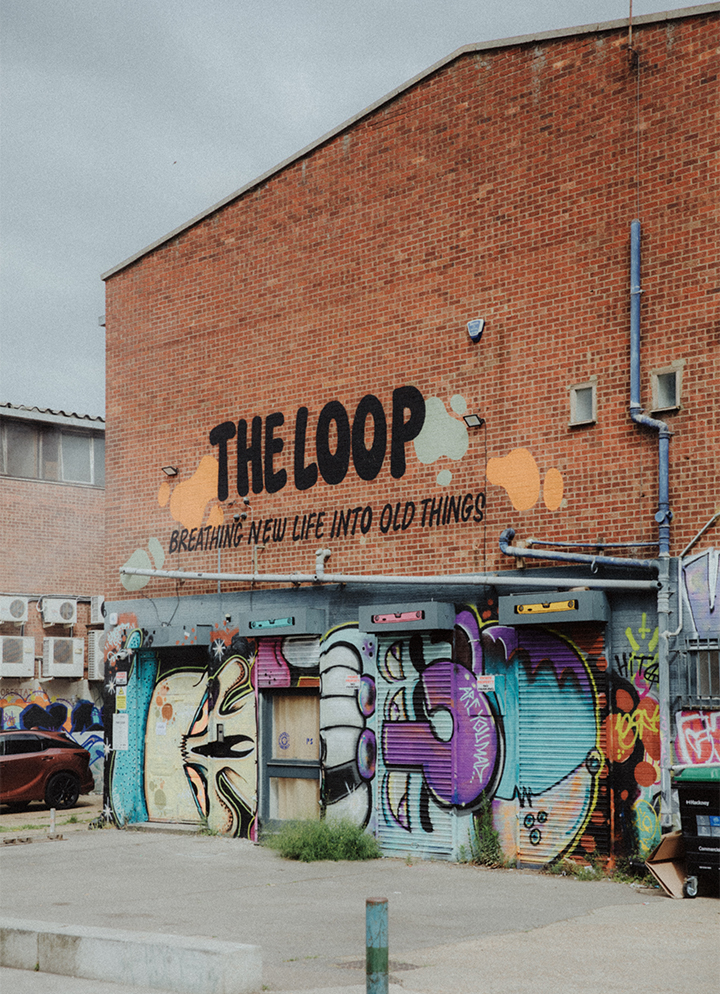 The Loop Hackney Wick Graffitied warehouse buildings in Hackney Wick