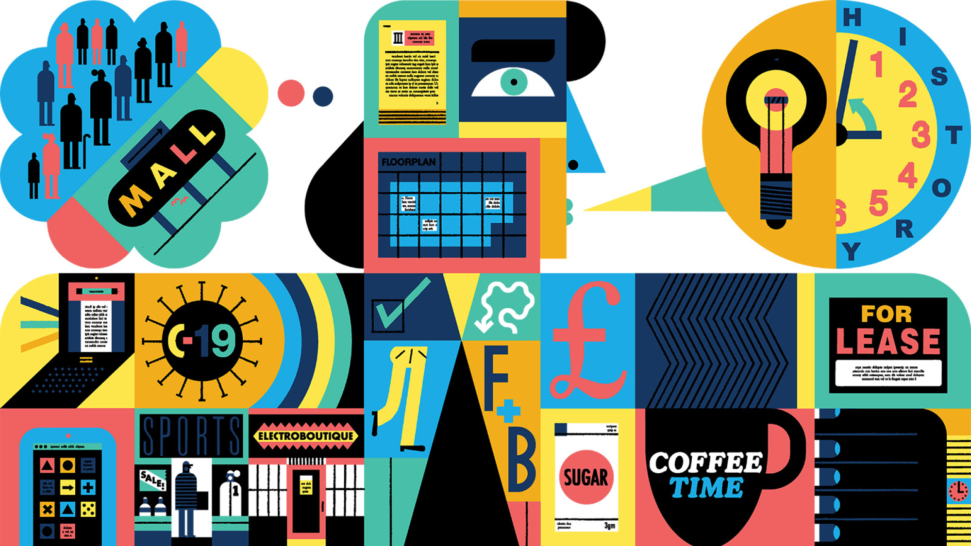 Retail icons illustrated by Raymond Biesinger
