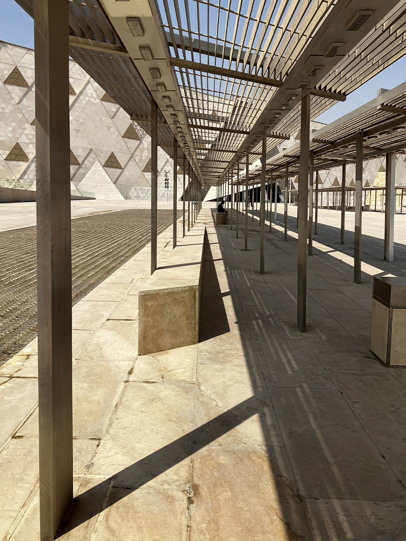Grand Egyptian Museum walkway Covered walkway leading up to museum