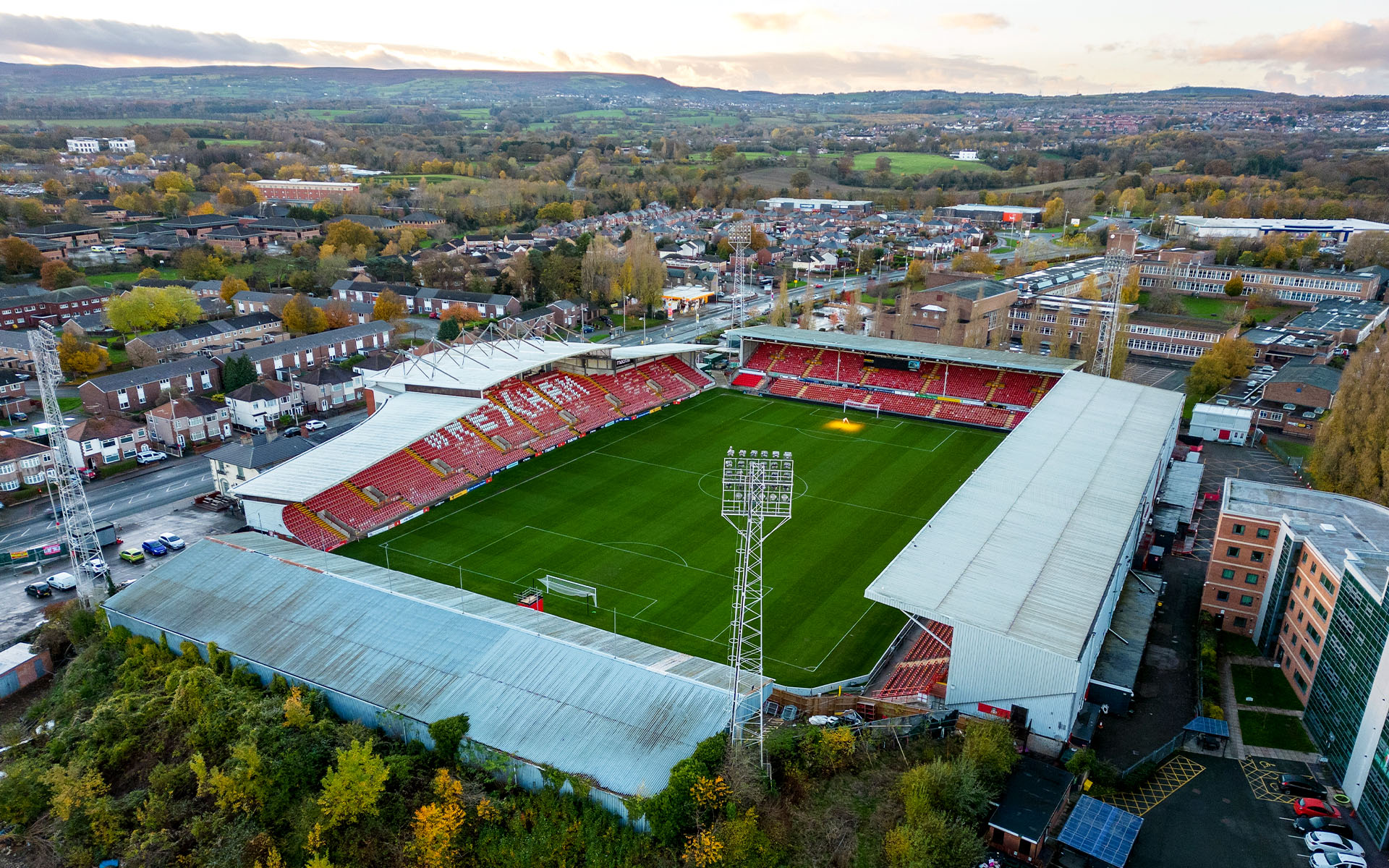 Aerial view of Wrexham Stadium