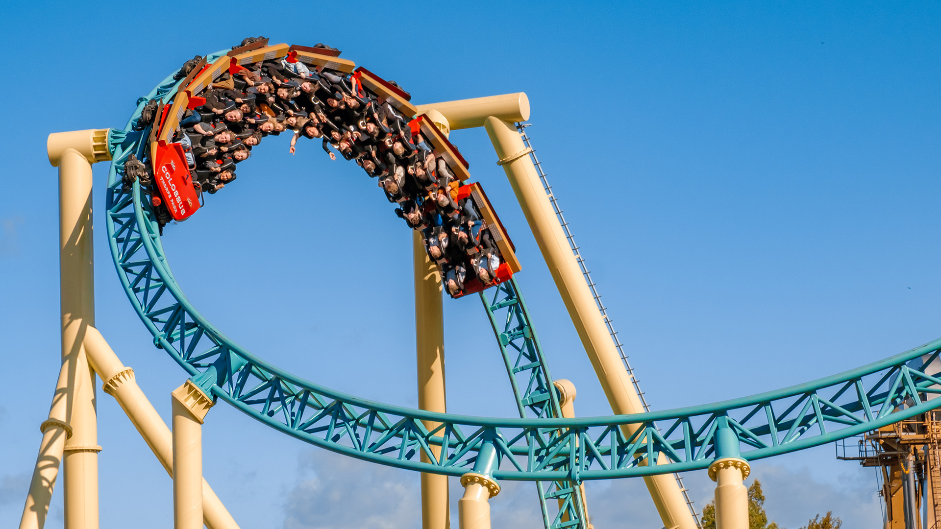 A blue rollercoaster