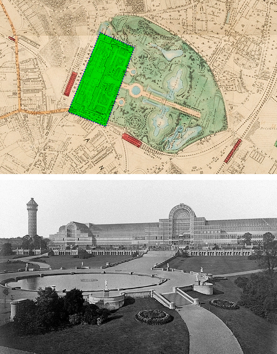 Comparison of archive London map and Crystal Palace