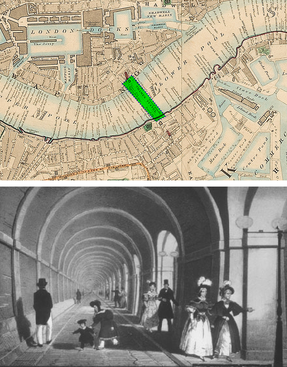 Comparison of archive London map and Thames Tunnel