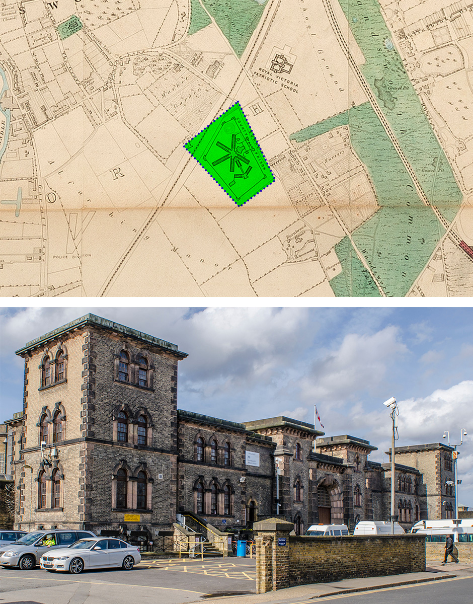 Comparison of archive London map and Wandsworth Prison