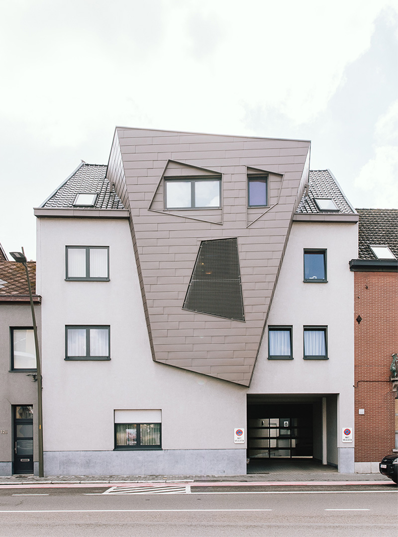 Photo of an odd-shaped Belgium house