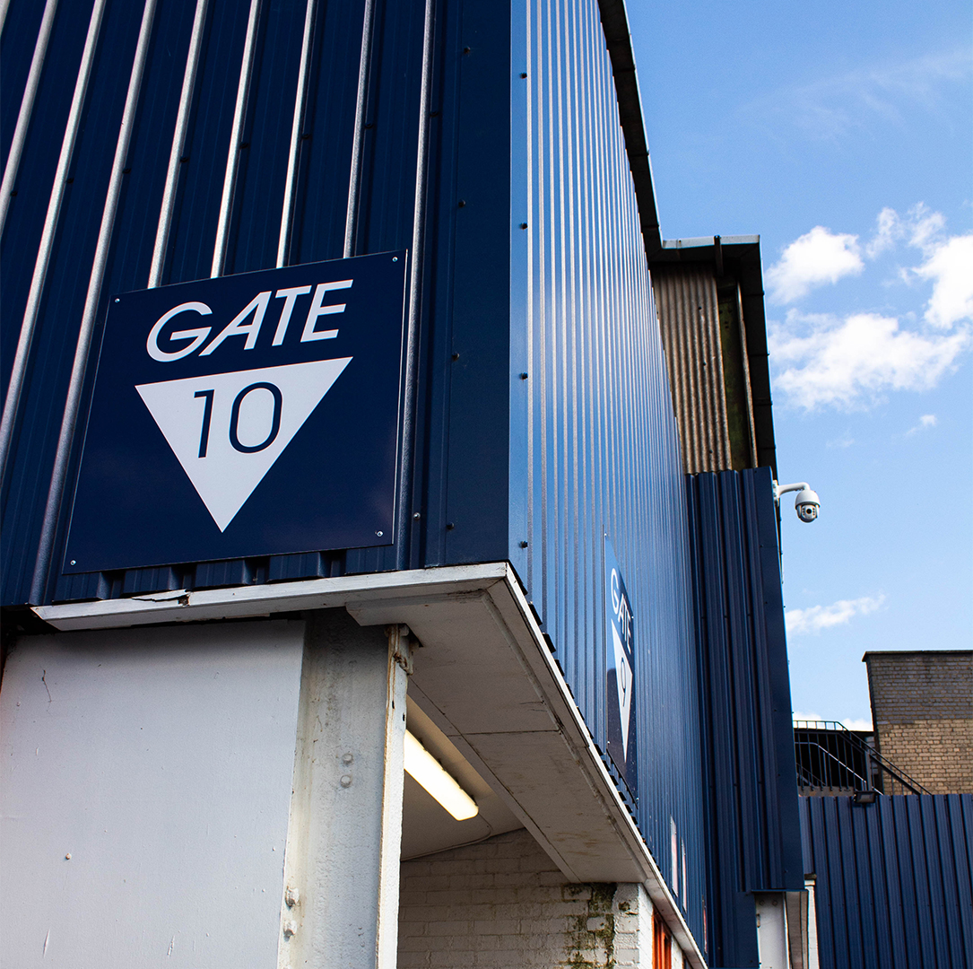 Close up of gate 10 sign on stadium entrance