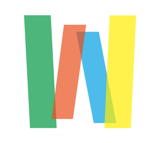 Colourful rectangles laid out in the shape of a W