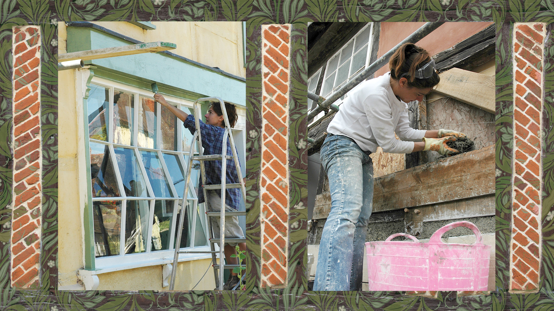 Images of Marianne working on historic houses