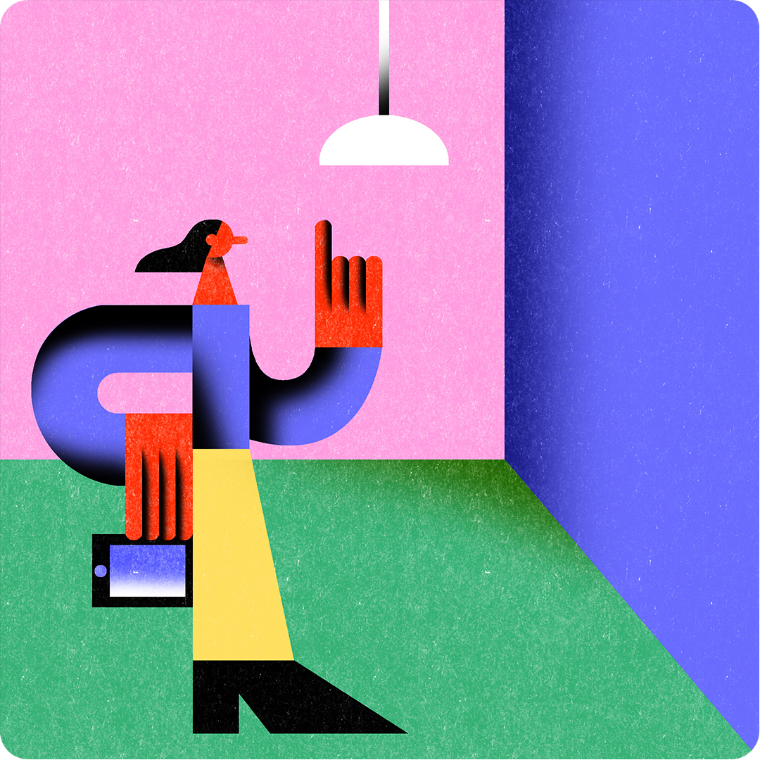 AI property listings by ZEBU Person standing in empty room with phone