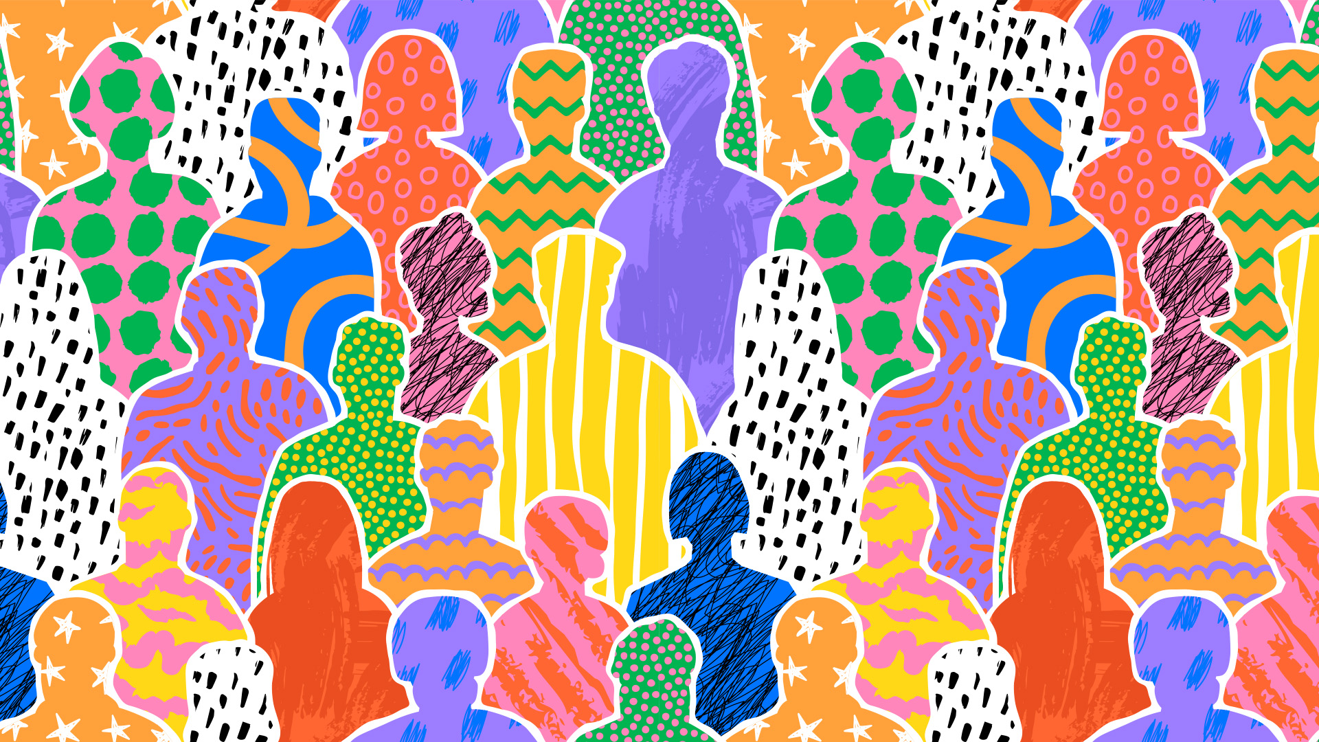 Collage of volunteers with textures