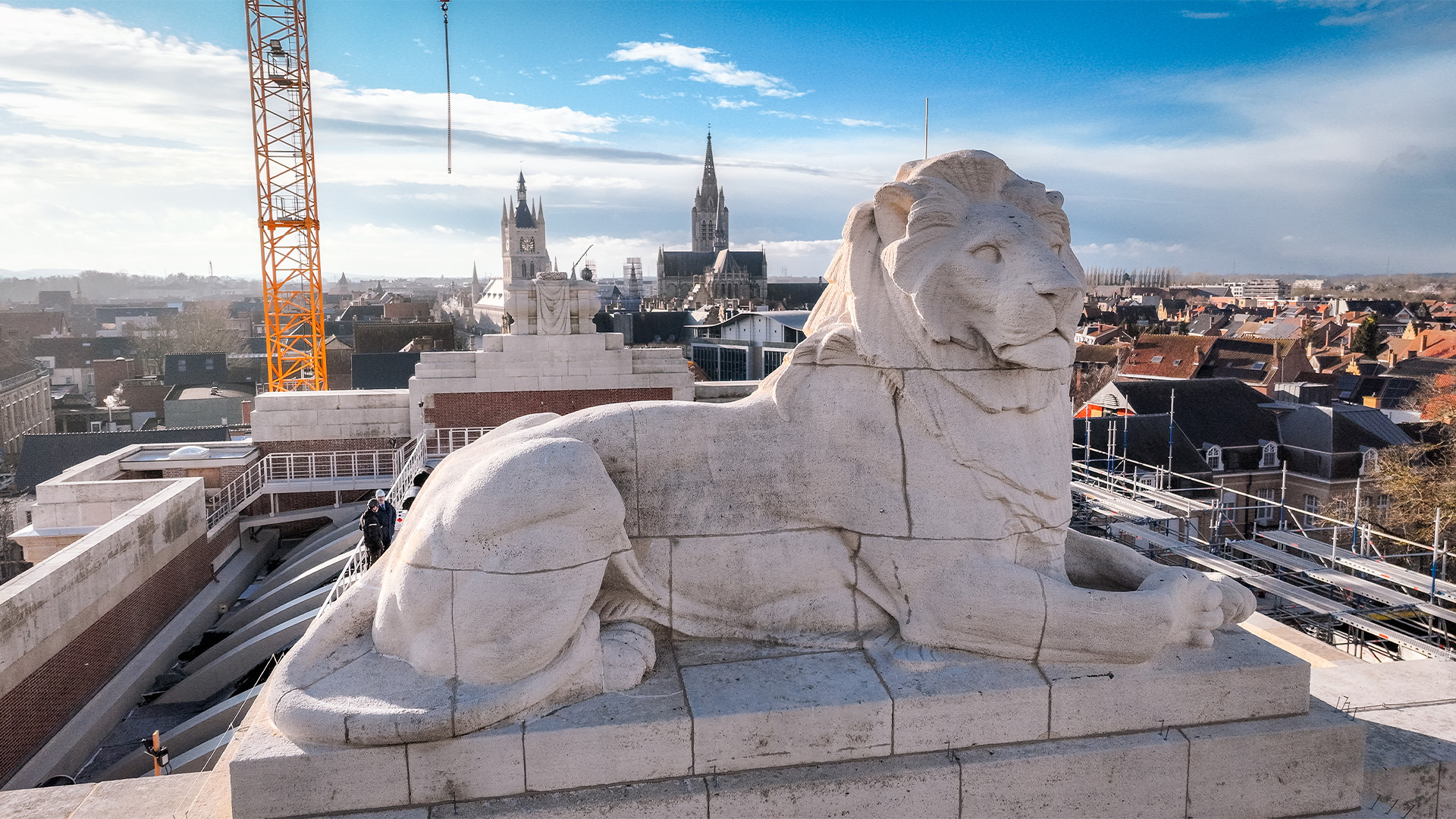  A photo of the lion statue on top of Menin Gate