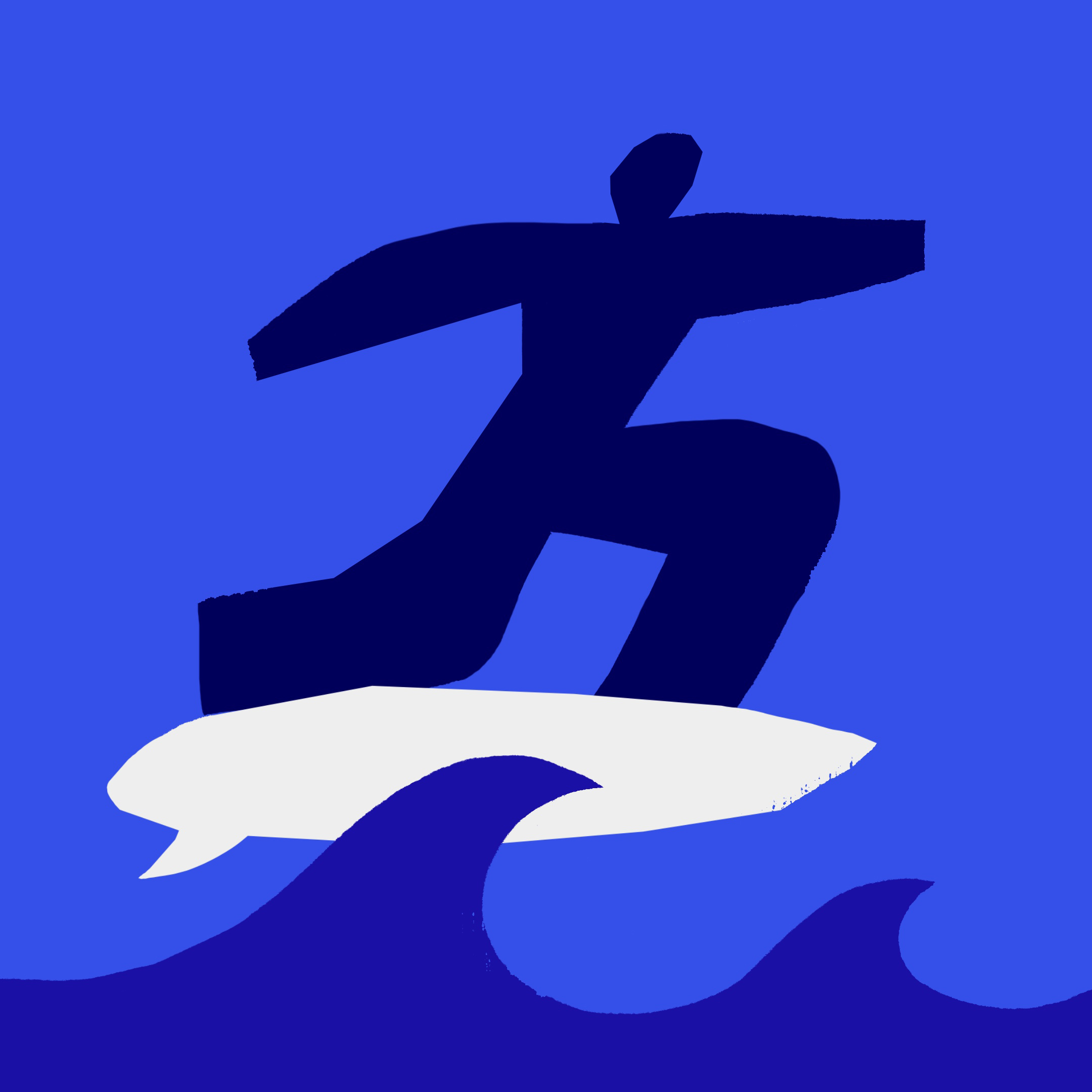 Person riding a surfboard (C) Ben Hickey Illustration of a person riding a surfboard (C) Ben Hickey