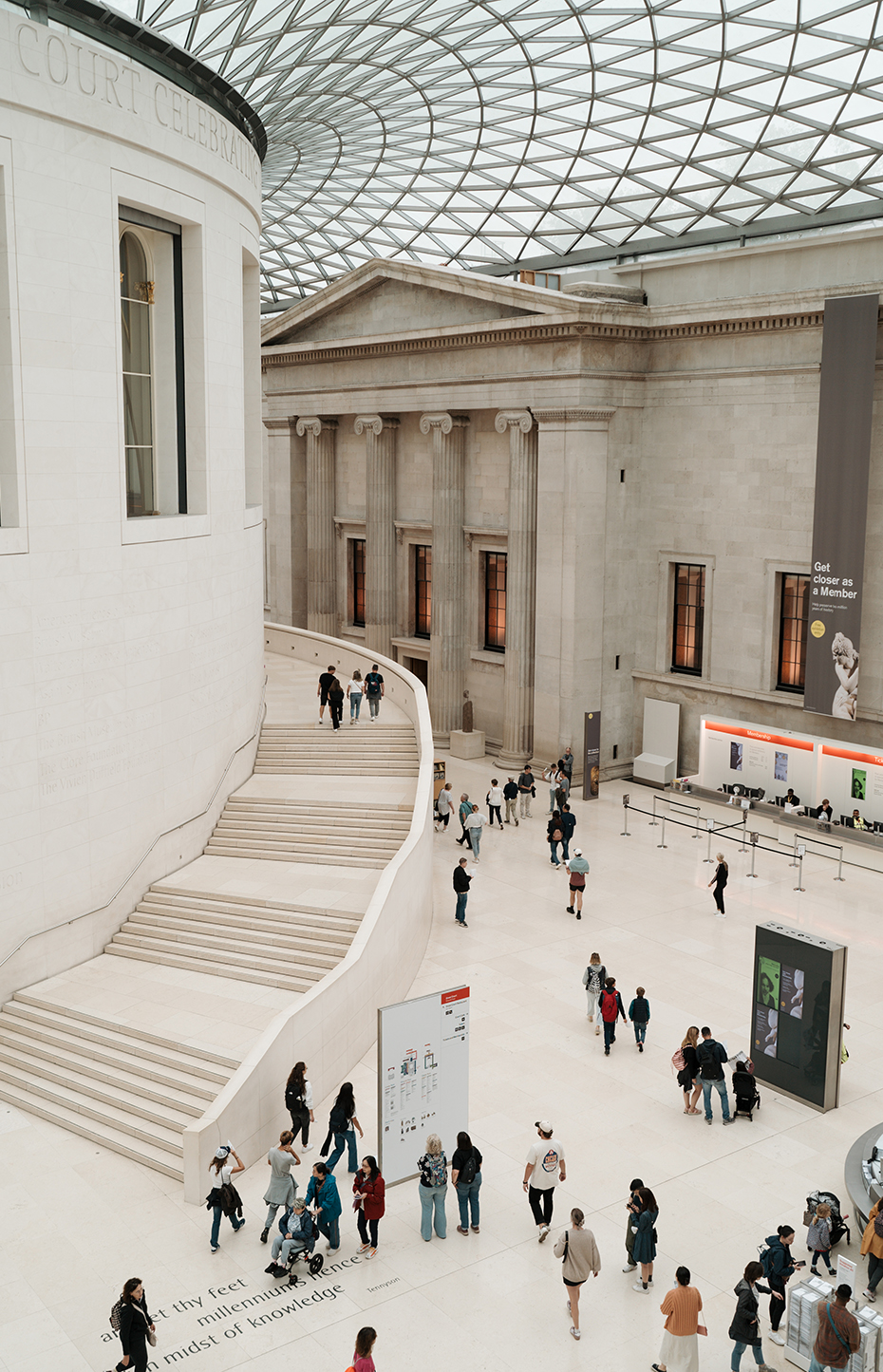 Visitors in the British museum courtyard