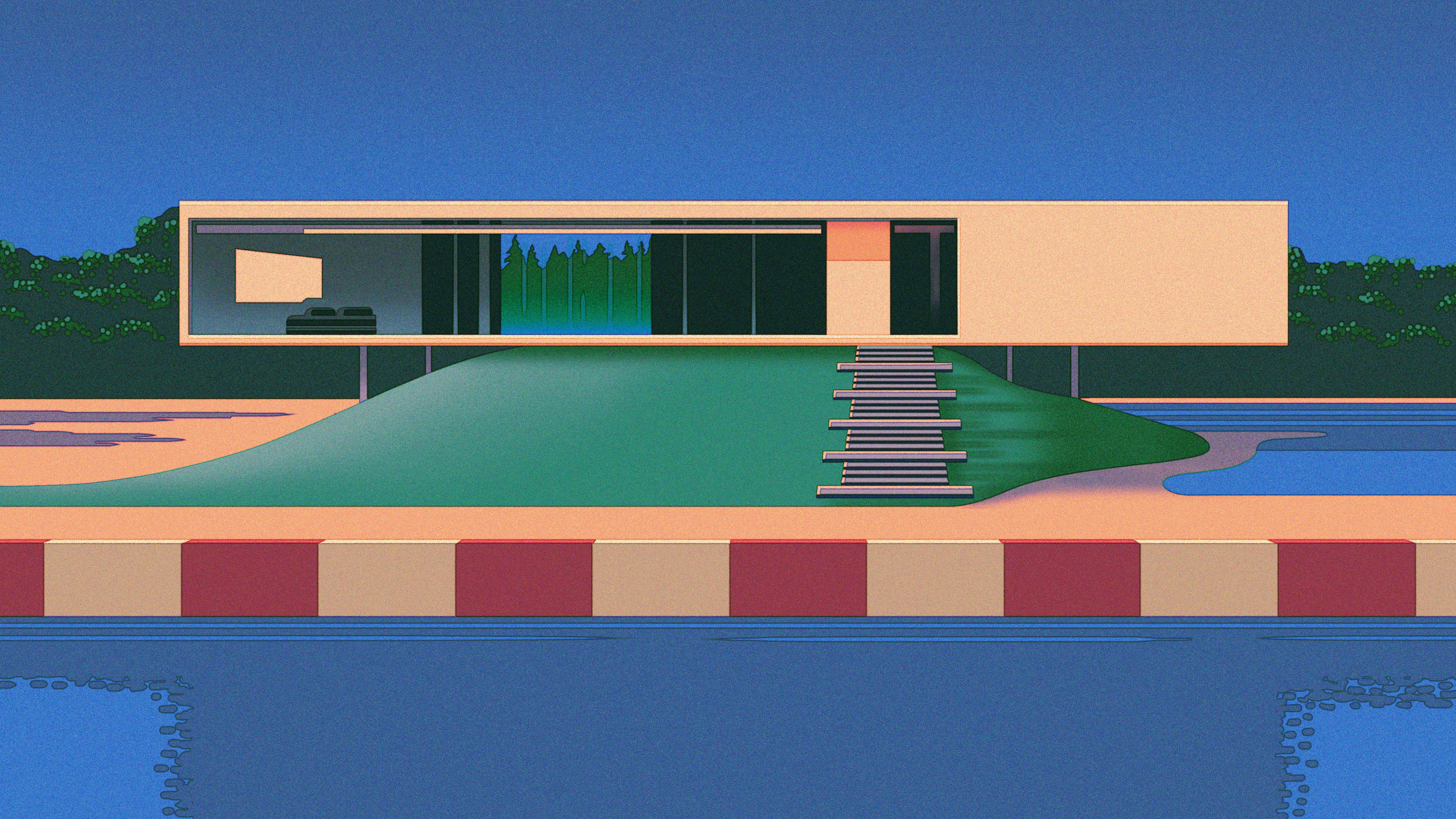 Illustration of a house with flood defences
