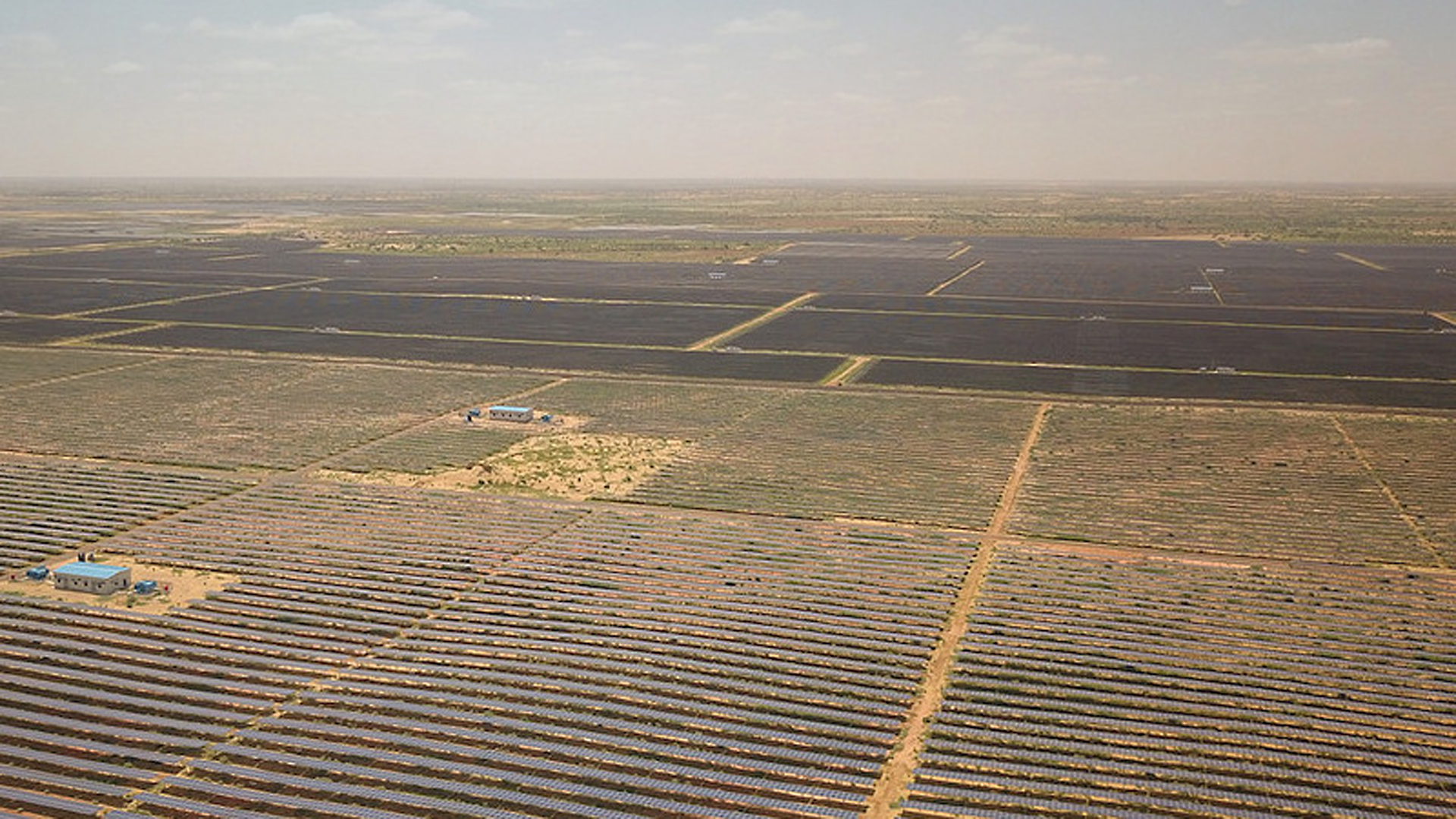 Aerial shot of Bhadla Solar Park