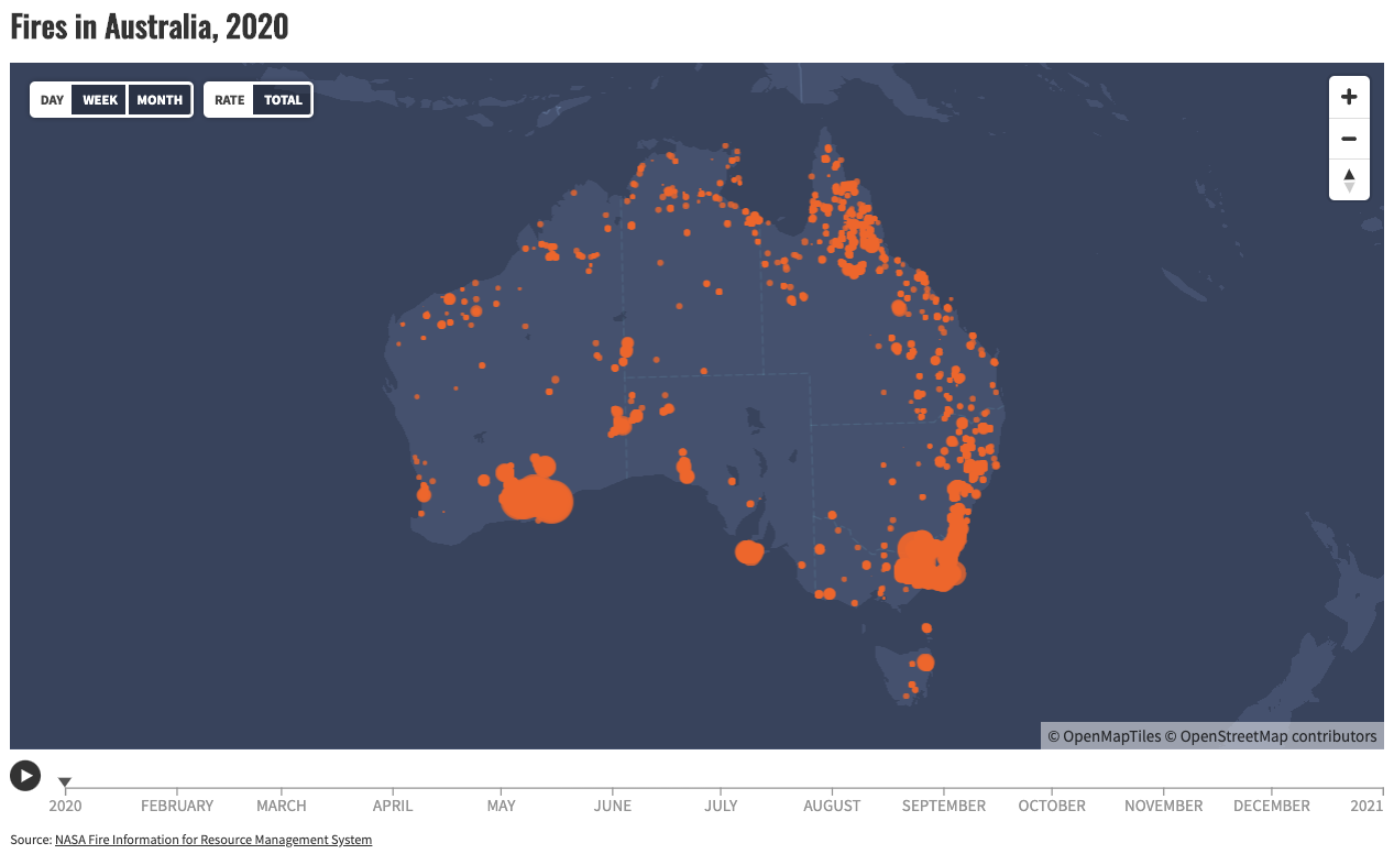 Video graphic of wildfires spreading across Australia
