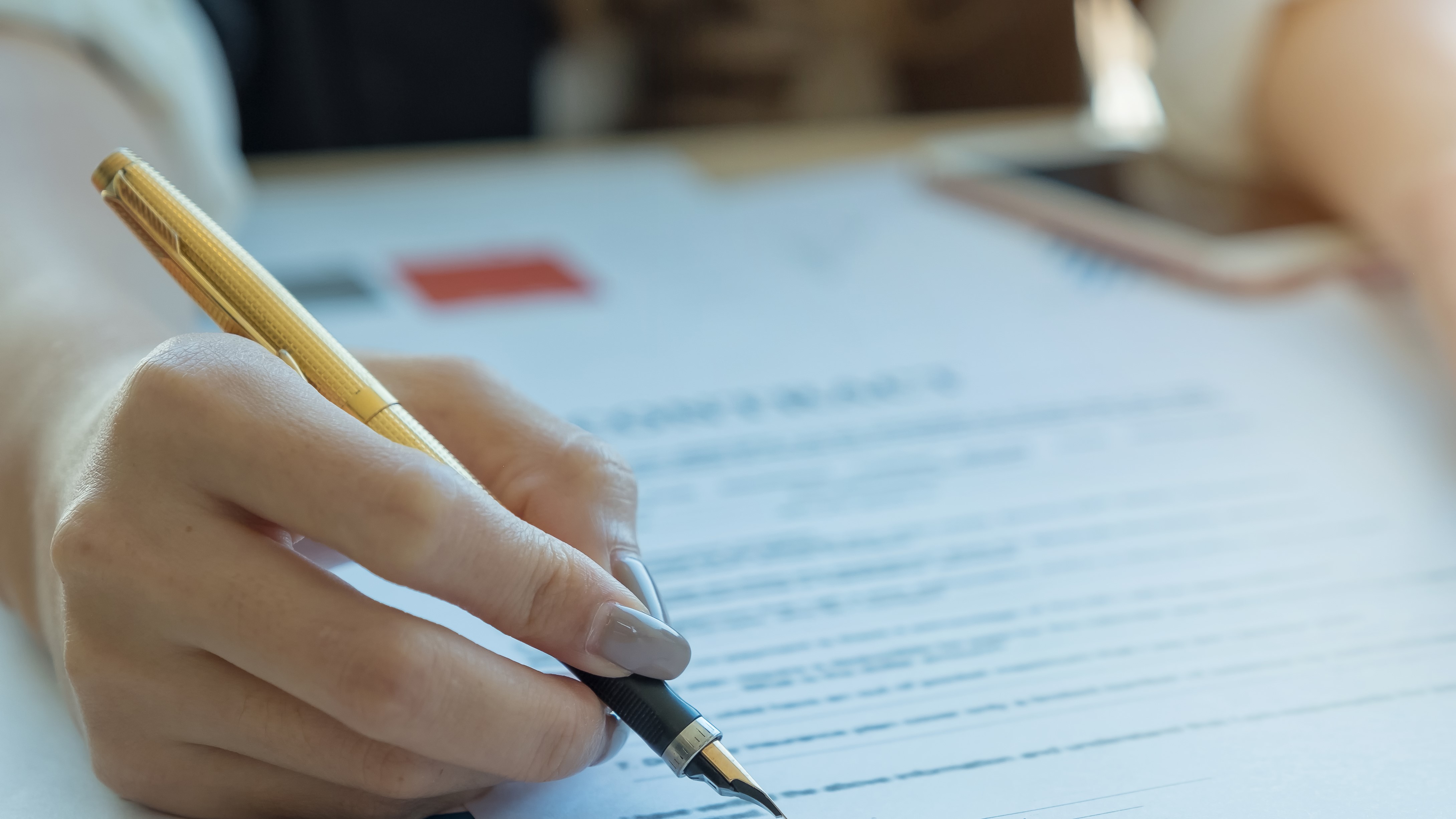 Woman signing contract