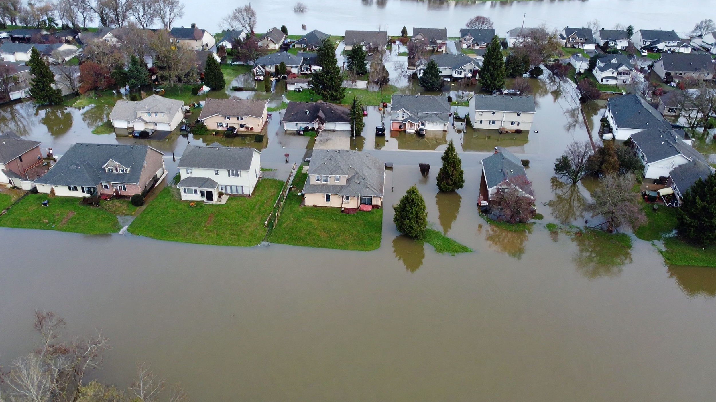 residential houses flooded