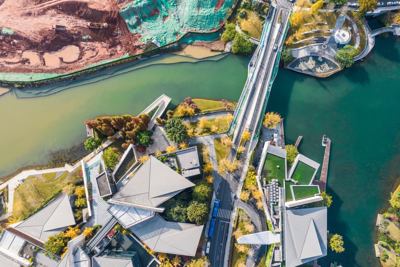 Modern building skyline at night