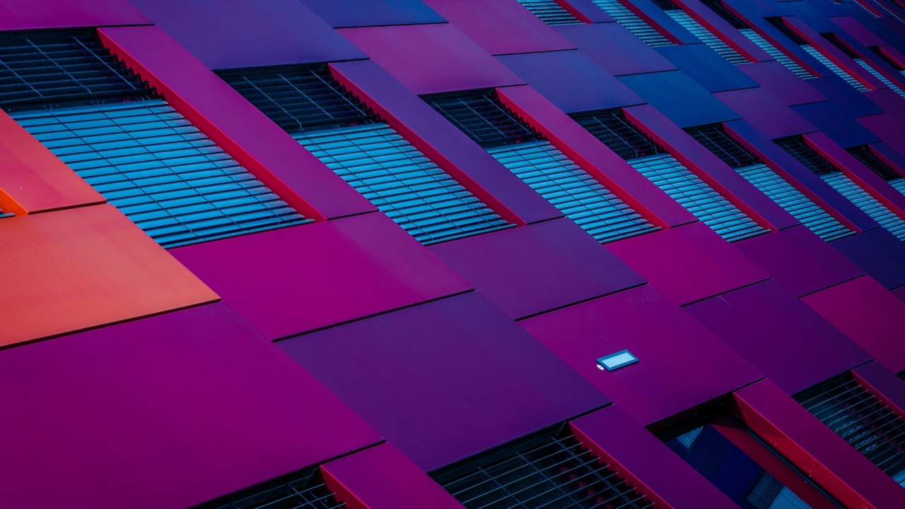 Brighlty coloured facade of building