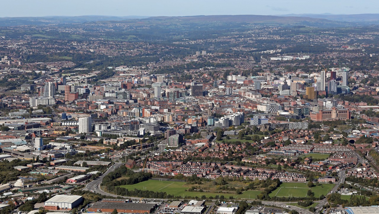 Aerial view of Leeds city centre